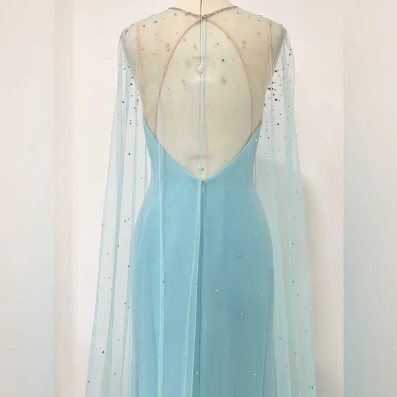 Jenny Packham Wren Embellished Cape Gown Long Dress